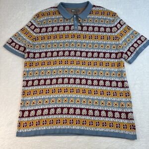 ASOS DESIGN Revere Neck Polo Shirt Multi Color Texture Men's 3XL Grandpa Retro